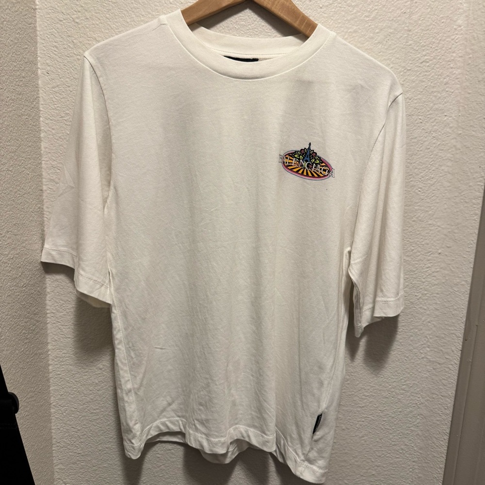 Balenciaga White Tee with Colorful Chest Design